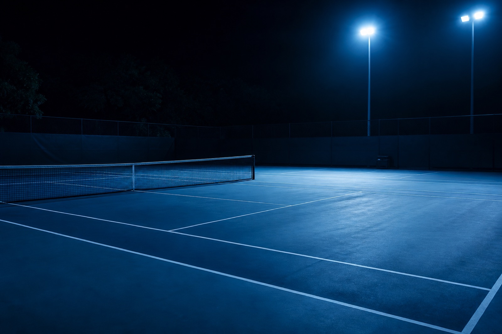 Tennis court at night